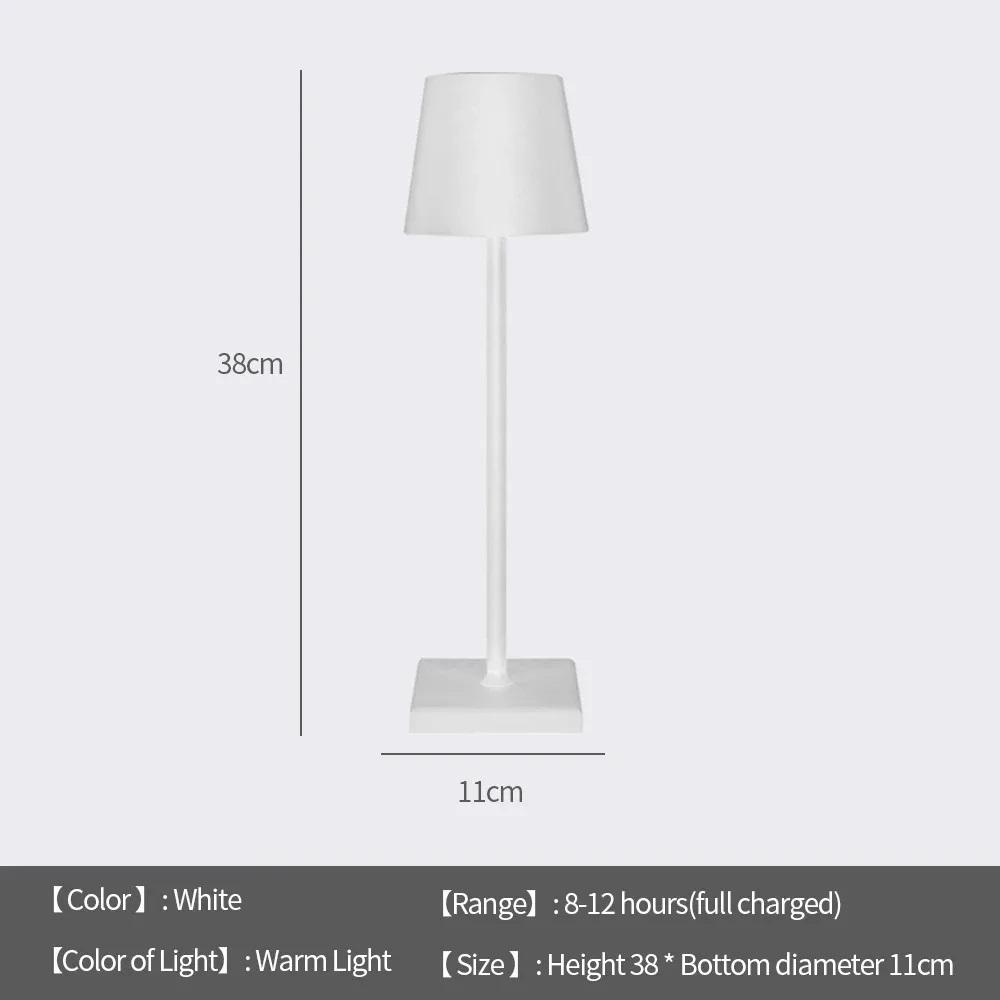 

Настольная лампа светодиодная сенсорная настольная ночник перезаряжаемая беспроводная лампа для чтения ресторан отель бар декоративная лампа белый