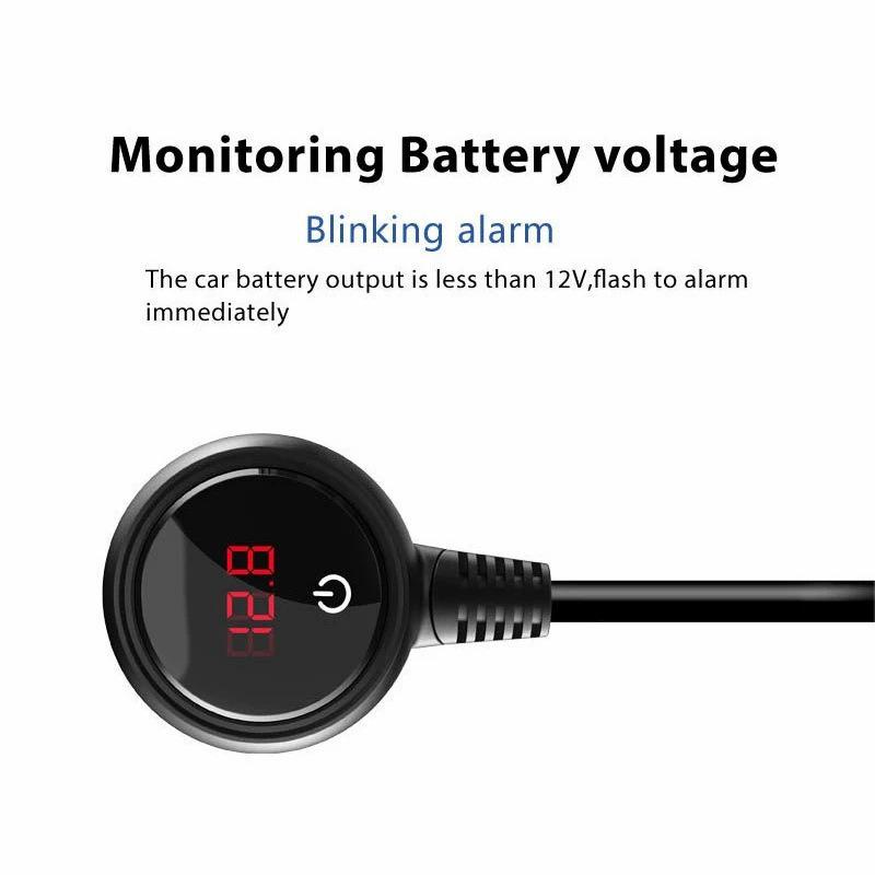 TR30 Car Cigarette Lighter Splitter: 3-Socket, 4-USB Ports, Independent Switches, QC3.0 Fast Charge, 120W, Voltage Display