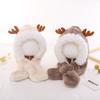 Winter thickened velvet ear protectors cute antlers baby hat scarf integrated boys girls baby pullover hat