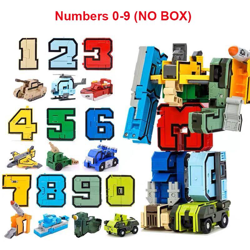 Non-Toxic Assemble Robots Transformation Action Figure Car Model Deformation Number Letters Alphabet Math Educational Children Toys