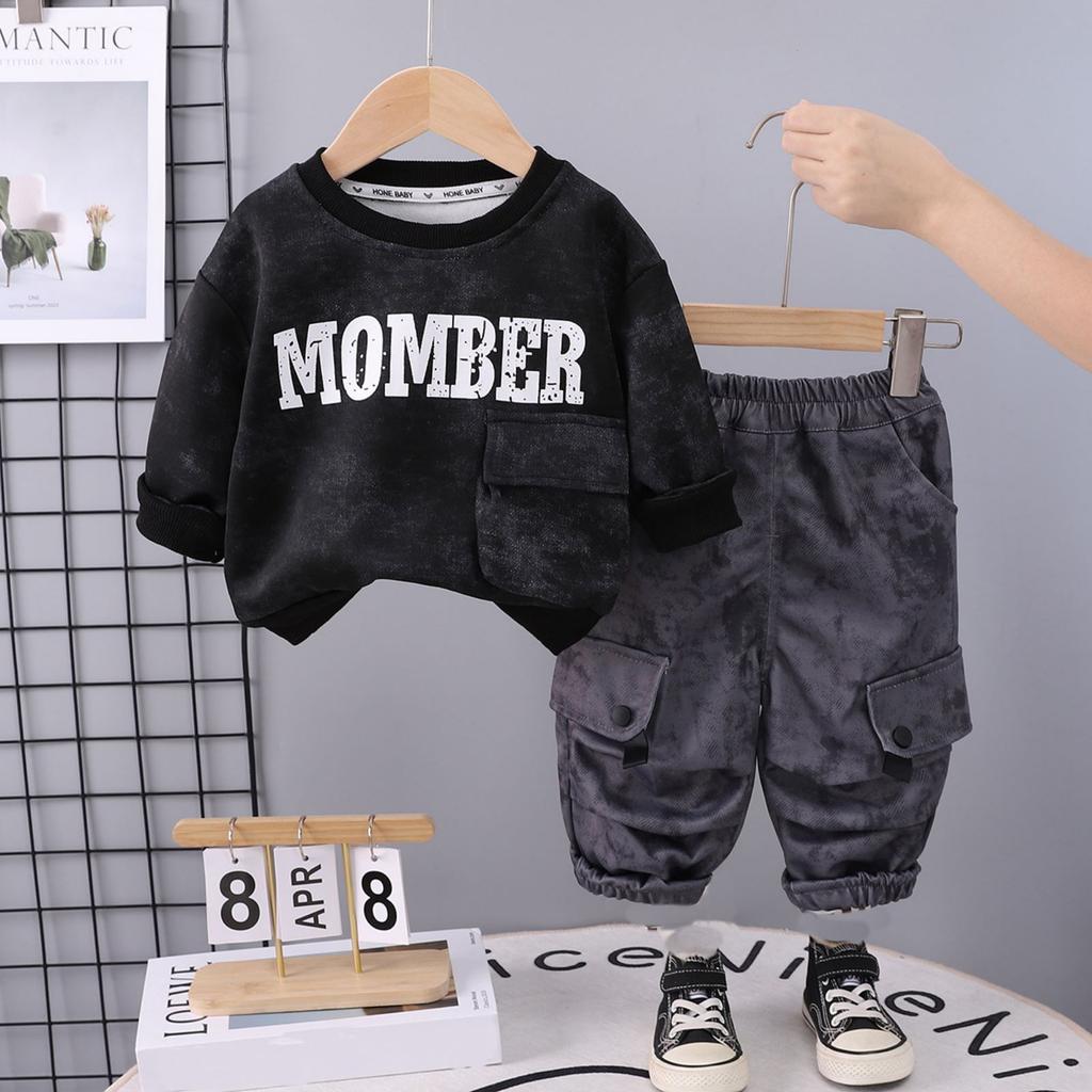 Kids Casual Long-Sleeve Set, Comfortable Daily Wear Outfits