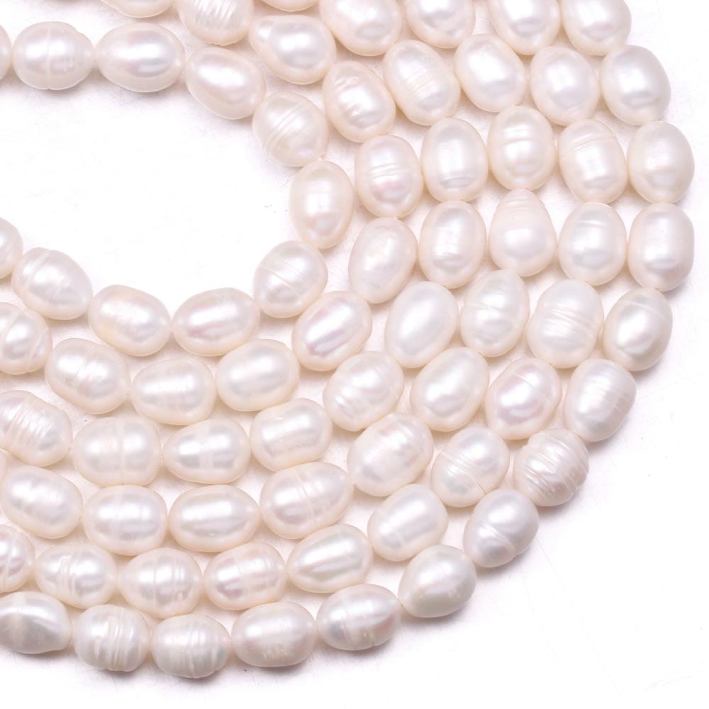 1String, White Natural Freshwater Pearls, Oval Pearl Beads, 8–9 Mm, for DIY Necklace Accessories, Valentine's Day Gifts, 36cm
