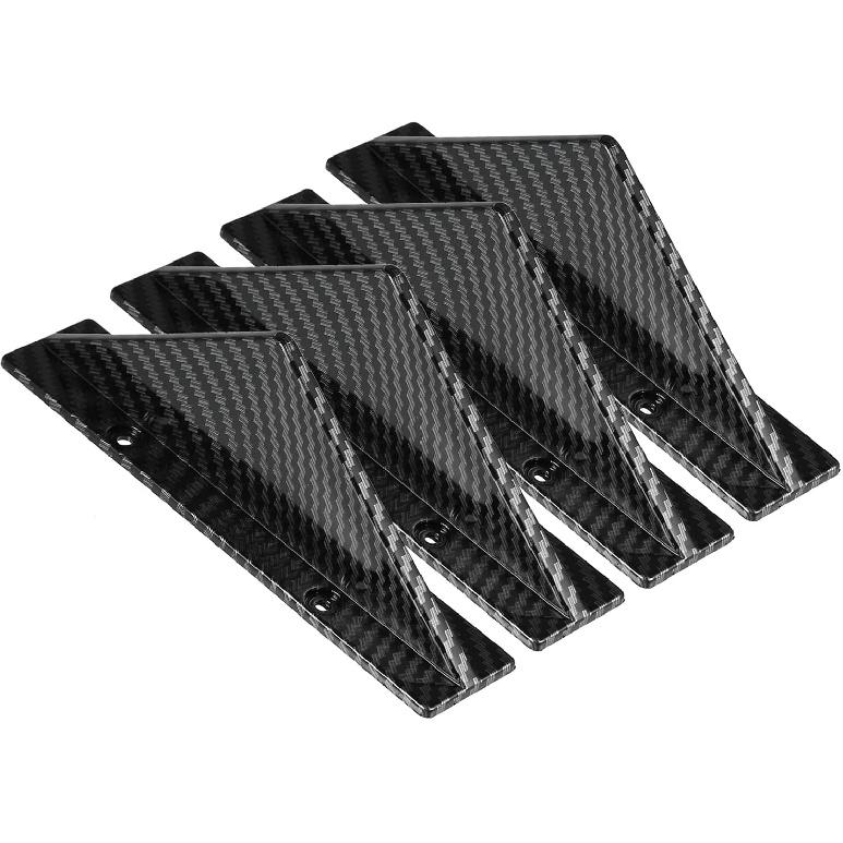 4pcs Black Straight Car Rear Lower Bumper Splitter Lip Wing Diffuser Shark Fin Spoiler Universal with Screw for Car SUV Durable Material