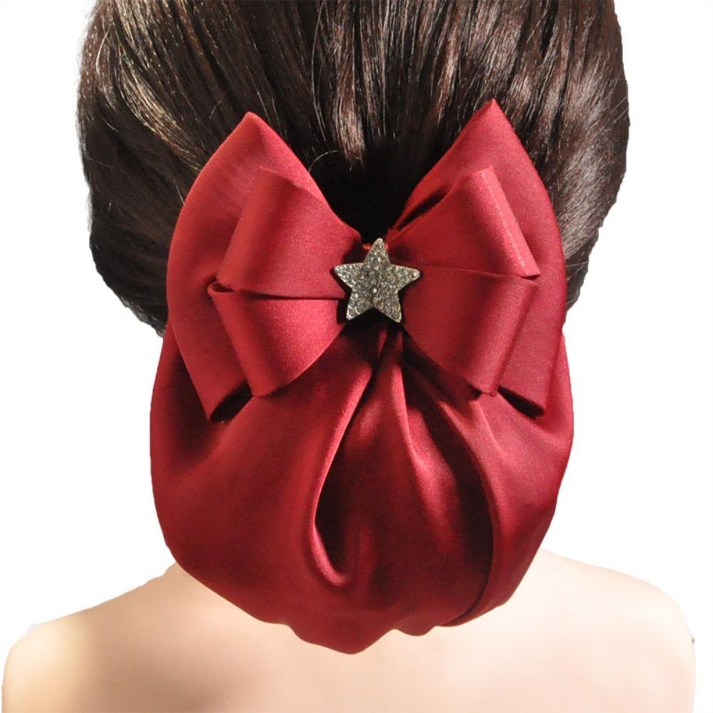Sweet Bow Snood Korean Style Women Spring Clip Vintage Ruffled Edges Hair Net For Girls