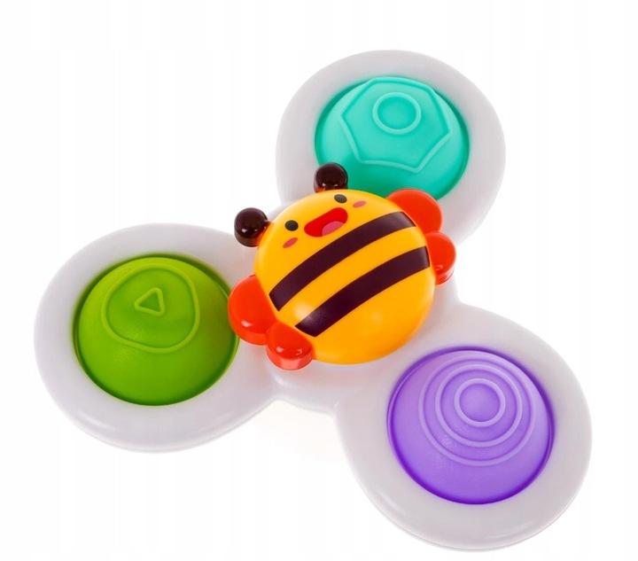 Fidget Spinner Z Przyssawką Sensoryczną Kąpiel Prezent Grzechotka 3 Sztuki