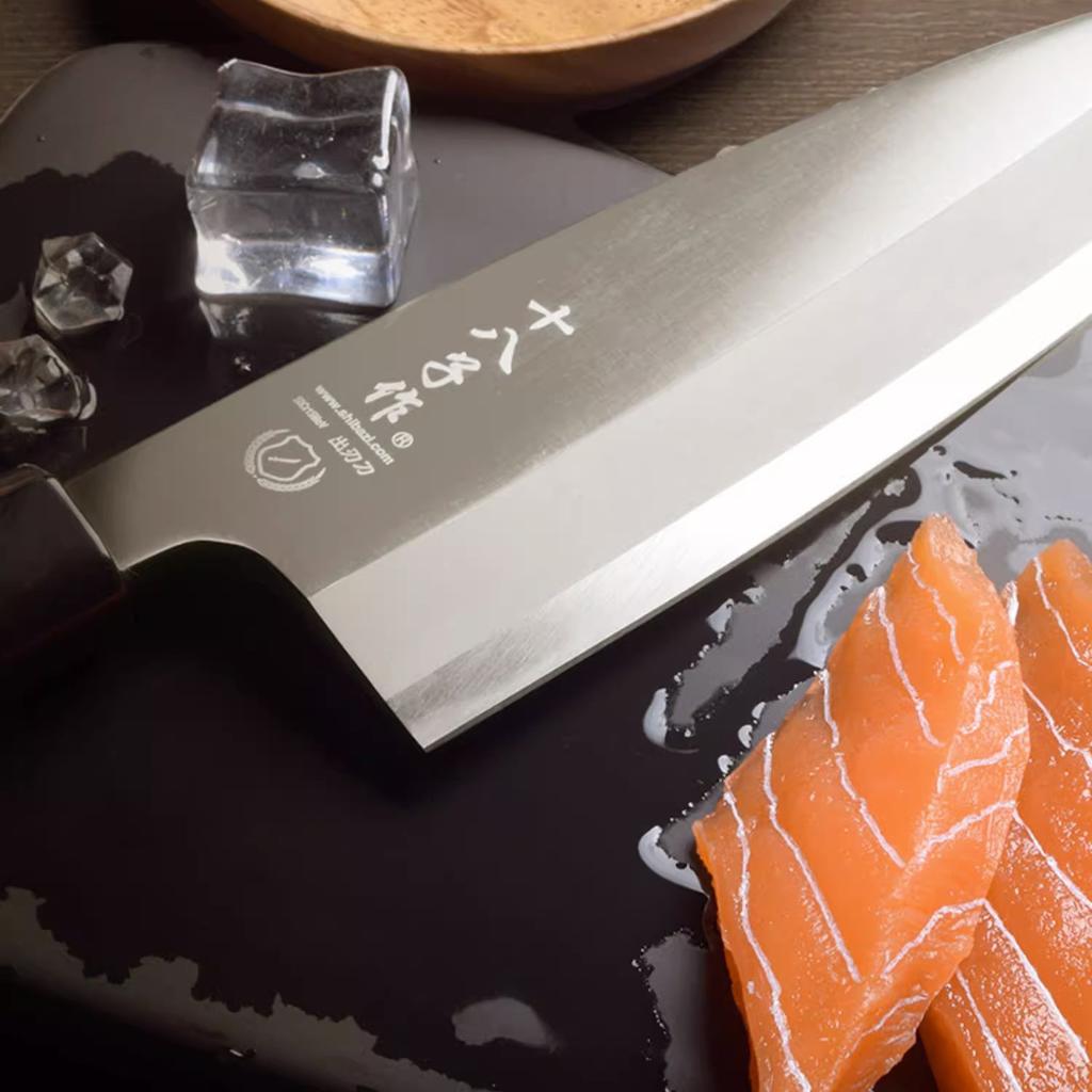 Shibazi 6.9 Inch Deba Knife Single-edged Blade Sharp Chef Cleaver Sashimi Slicing Sushi Ham Chopper Kitchen Knife Wood Handle