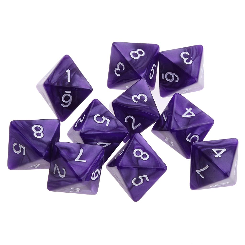 10pieces 8 Sided Dice D8 Polyhedral Dice for DND Party Table Board Games Dice Set Acrylic 1.6cm D8 Polyhedral Dices
