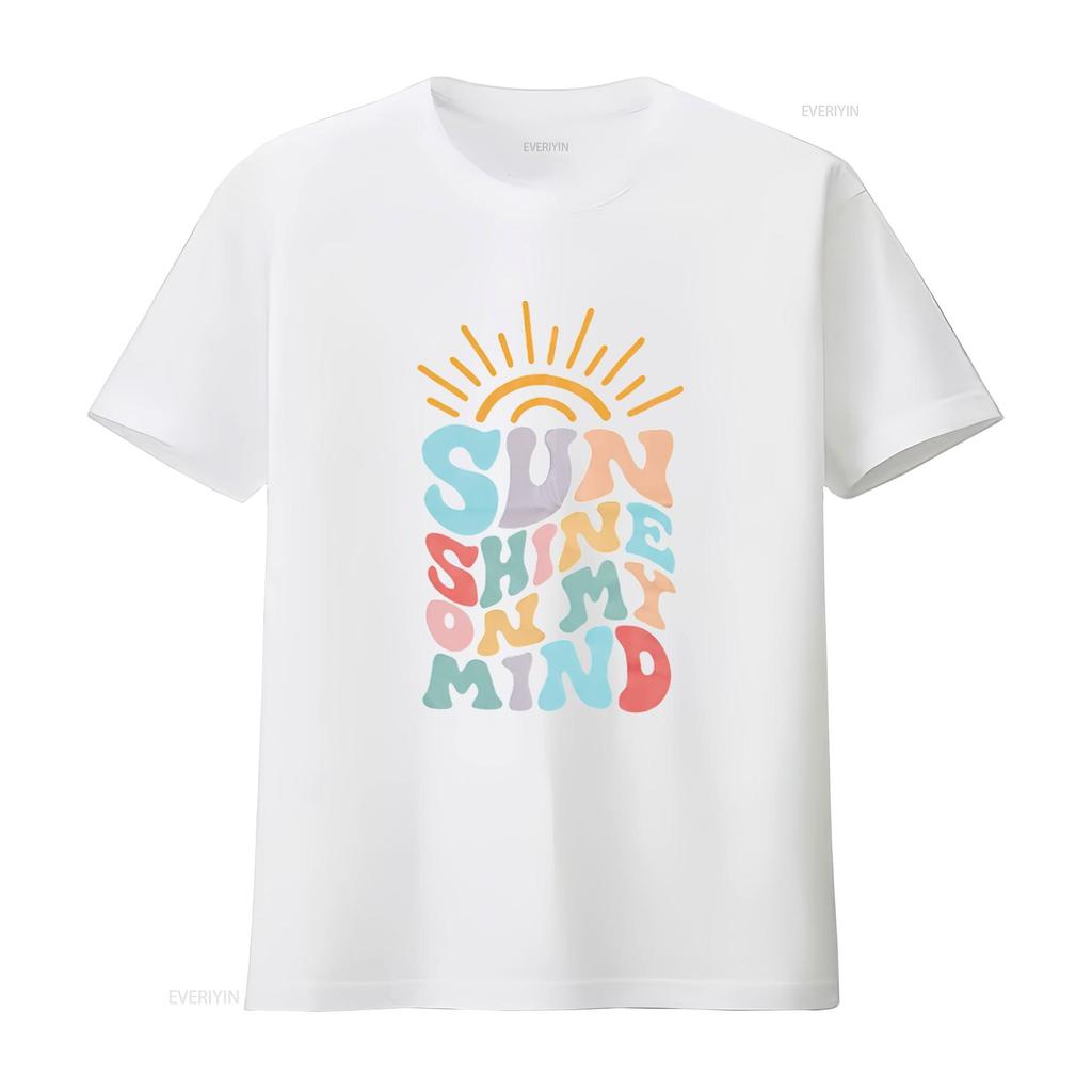Sunshine T Shirt Unisex Funny Letters Print On My Mind Athletic Cute Summer Holiday Top Vintage Washed Versatile