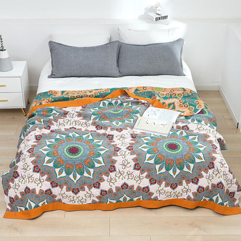 Baumwolldecke für Betten Boho Sofa Handtuch Sommer Cool Quilt Casual Decke Überwurf Weiche Mandala Bettdecke Doppelseitiges Laken