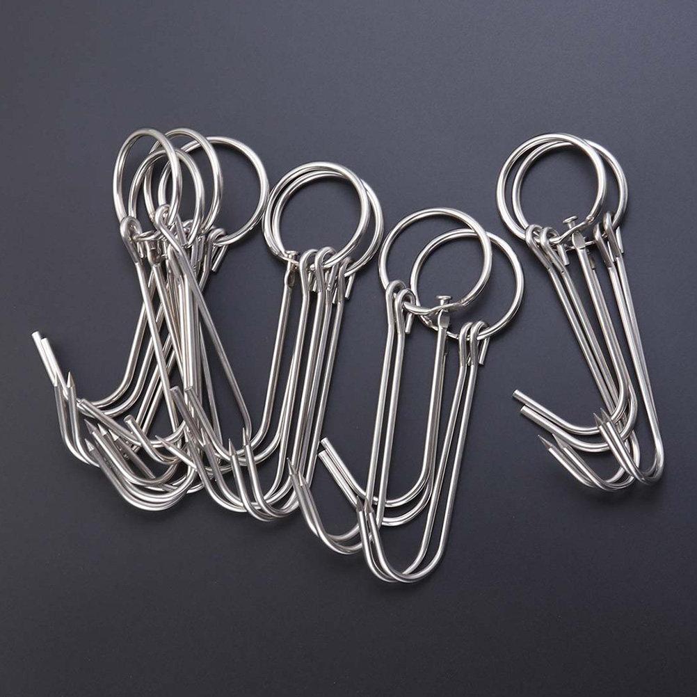

6Pcs Stainless Steel Double Hooks 3.5cm Diameter 24.5cm Length Rust-Proof Meat Hooks for Roast Hanging Drying Smoking Butcher 15.5X5X0.35CM