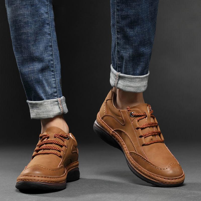 Fashion Luxury Brand Mens Casual Shoes  Leather Men Business Flat Top Quality Male Oxford Shoes Handmade Breathable Walking Shoes
