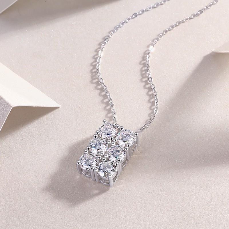 Moissanite Pendant Necklace Choker Women Fashion Daily Wear