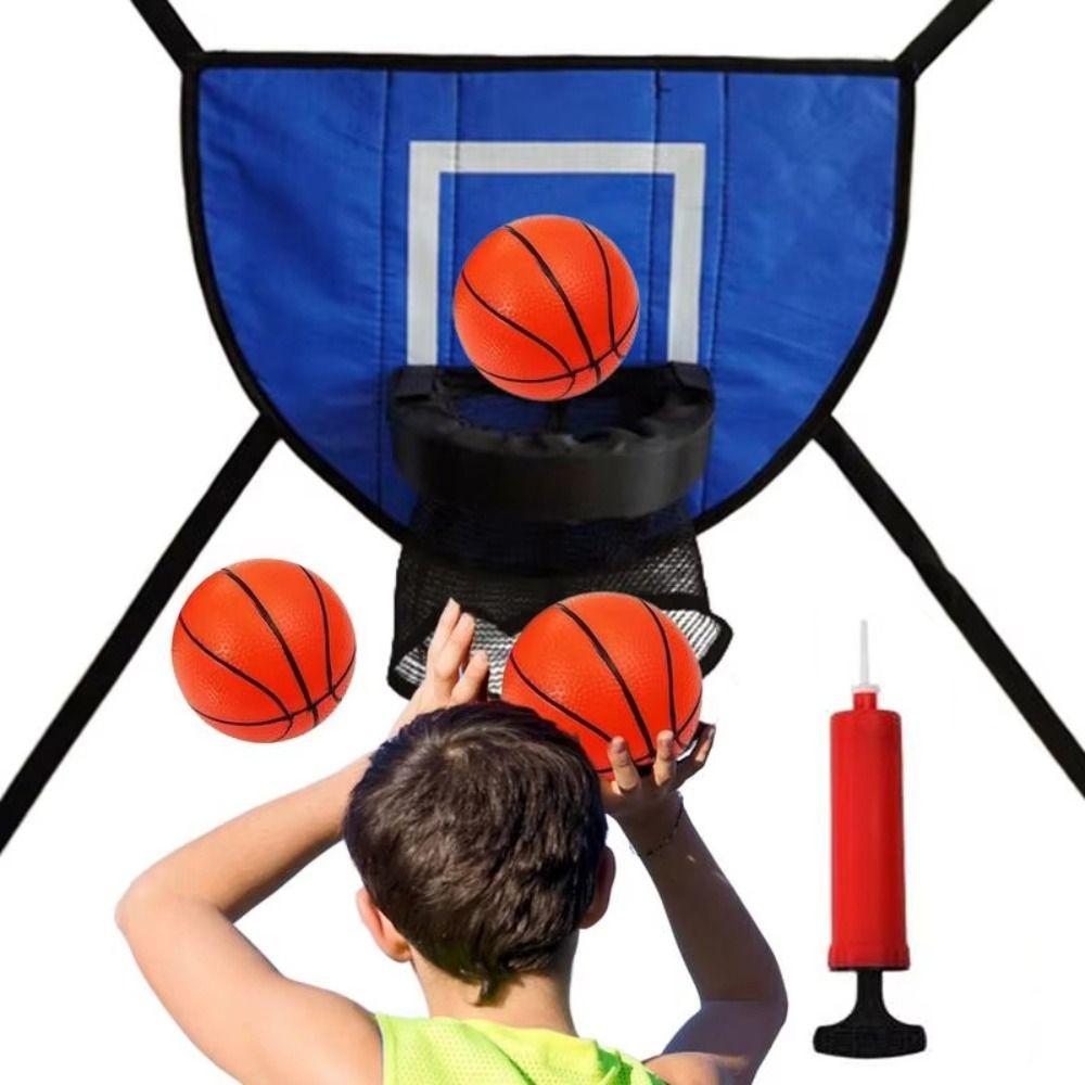Sammenleggbart Trampoline Basketballkurvsett Multifunksjonelt Basketballkastspill Sportsspill