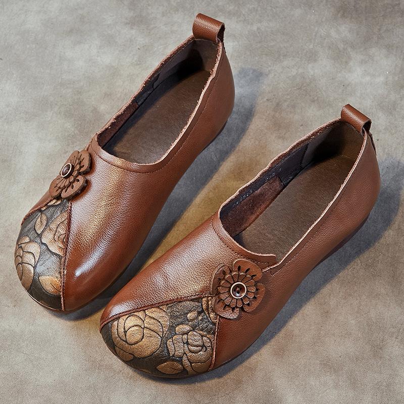 

Женские туфли из воловьей кожи. Туфли ручной работы на плоской подошве. Одиночные туфли. Кожаные туфли. 41 кофейный