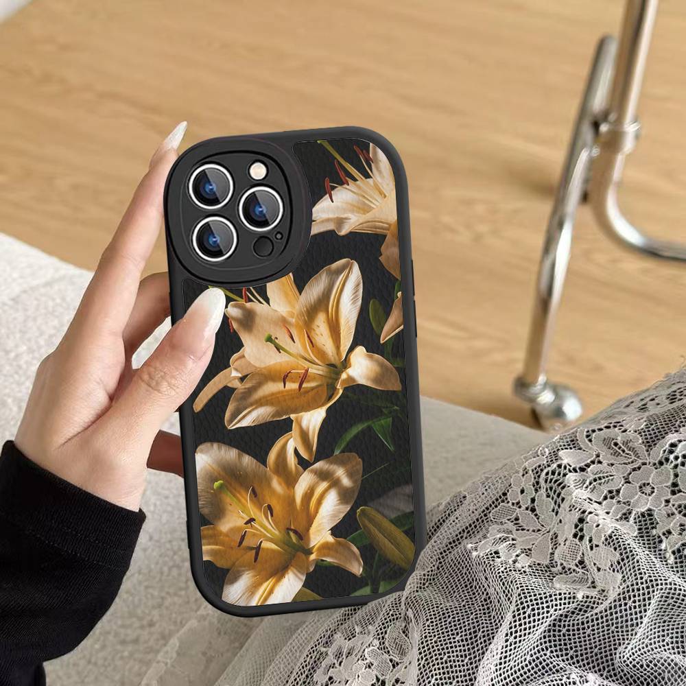 

Кожаный чехол для телефона с абстрактным цветочным рынком для IPhone 16 15 14 13 12 11 Pro Max Plus Ударопрочный чехол 12 pro max