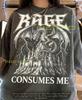 Rage Consumes Me Dragon Castle Lightning Dark Fantasy Comfort Colors® Tshirt, Mythical Creature Gothic Monster Storm Vintage Bootleg Tee