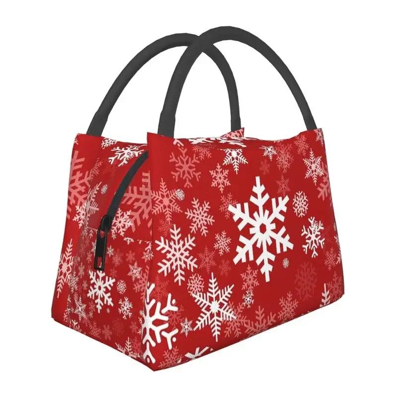 Merry Christmas Snowman Pattern Insulated Lunch Bags for Women Snowflakes Pattern Portable Thermal Cooler Bento Box Work Travel