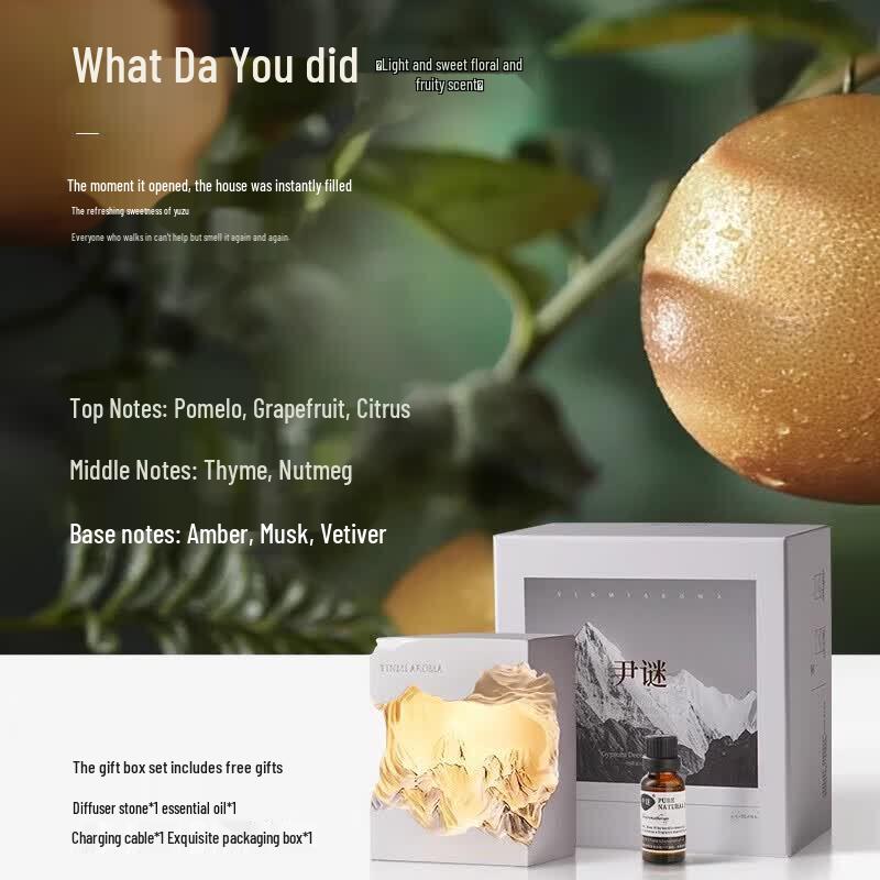 YINMI Crystal Aroma Diffuser Stone Night Light Gift Set