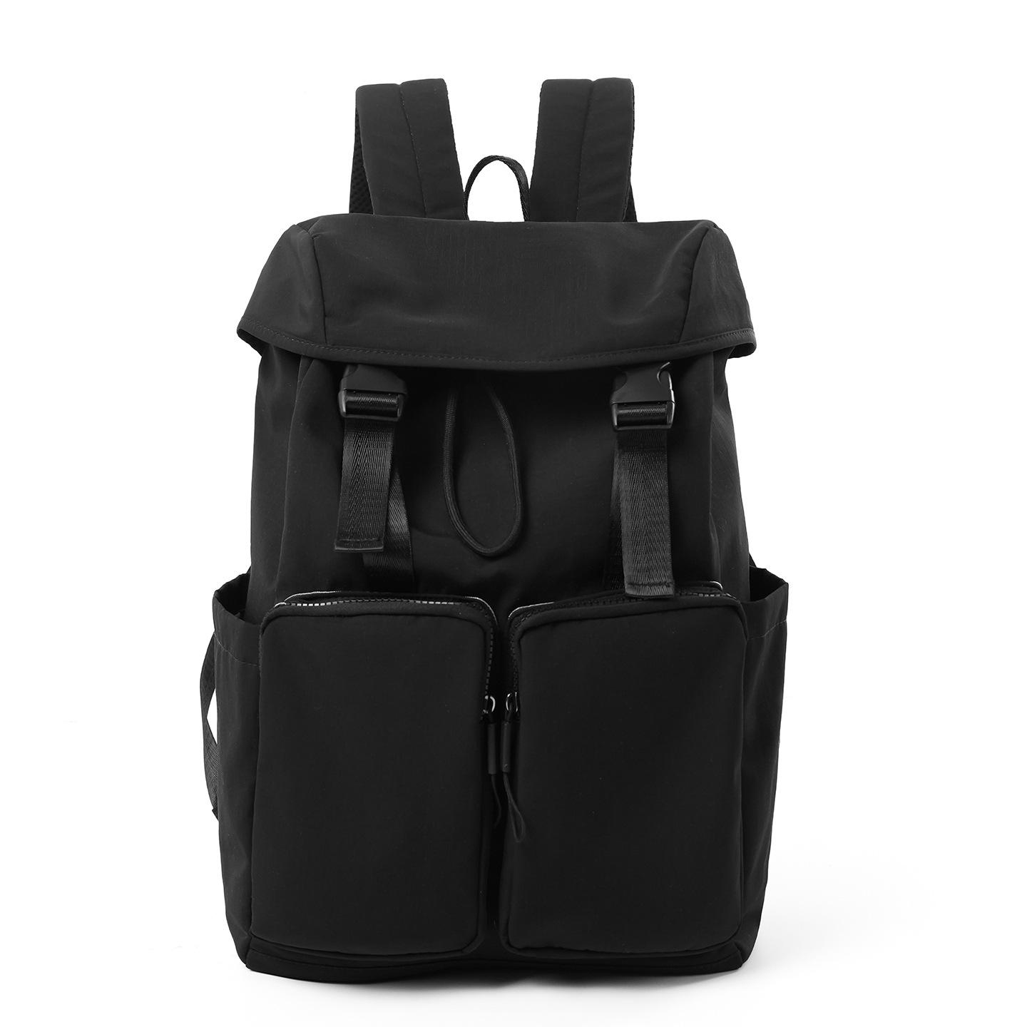 

Solid Color Large-Capacity Backpack Casual Versatile Travel Bag Computer Bag Male College Student Class Schoolbag чёрный