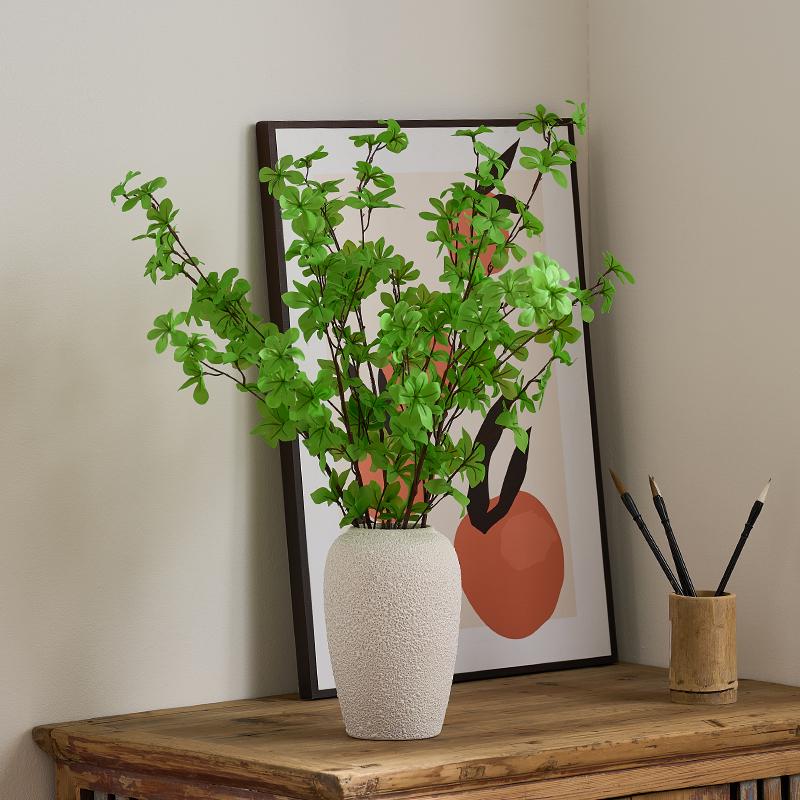 Large Retro Ceramic Floor Vase for Flower Arrangements - High-Temperature Porcelain Pottery for Living Room or Entrance.