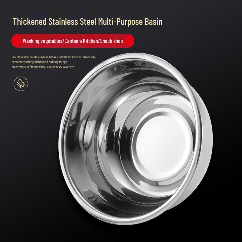 Stainless Steel Kitchen Basin: Thickened Soup, Vegetable, Wash & Dough Basin