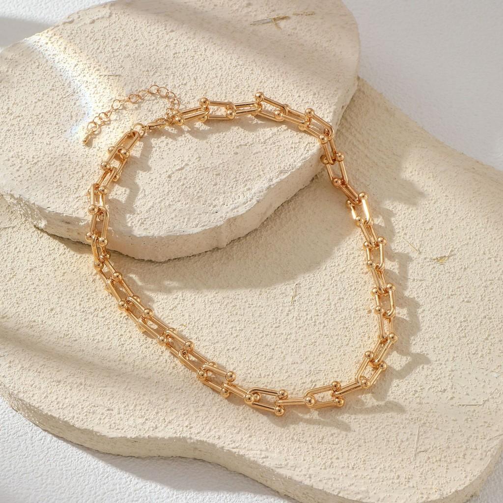 Design Unique Geometric Minimalist Ushaped Horseshoe Buckle Chain Necklace Bracelet