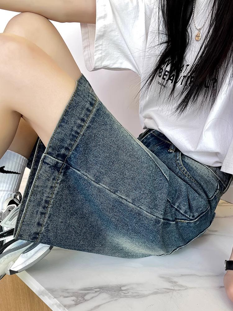 Women's Blue Denim Shorts - 2025 Summer Fashion, Loose & Slimming Design Capris