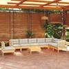 Vidaxl 9-Cz. Garden Lounge Set, Cream Cushions, Pine
