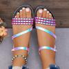 Fashion 2024 Hot Sale Ladies Shoes Ankle Strap Women's Sandals Summer Open Toe Mixed Colors Buckle Flat Casual Beach Large Size Sandals