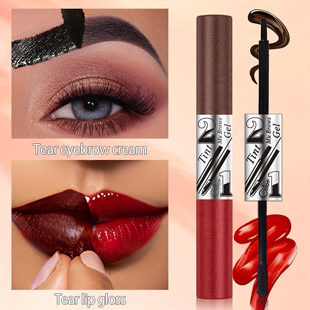 Gel per sopracciglia e tinta labbra 2 in 1 Strappabile Cosmetico Combinato Lunga Tenuta Colore Intenso Resistente al Sudore Trucco Peeling