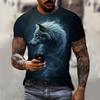 3D Wolfsbestie Aufdruck Herren und Damen Freizeit Kurzarm T-Shirt Rundhals Mode Trend Super Cool Herren Täglich Neue Kleidung
