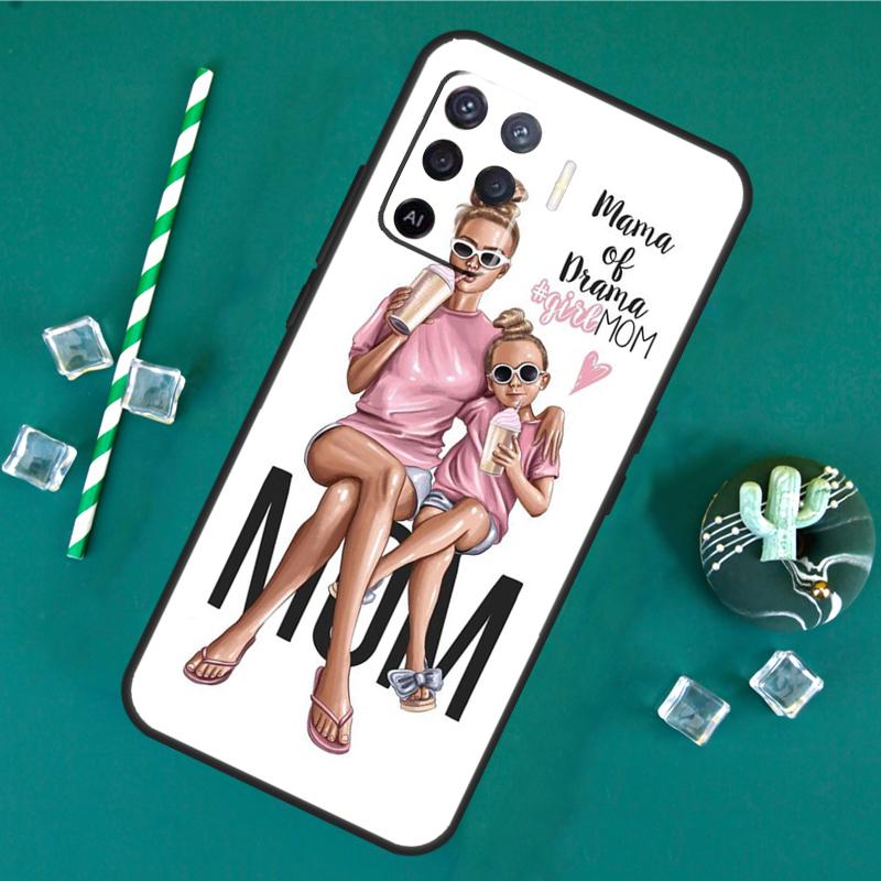 Brown Hair Baby Mom Girl Queen Case For Oppo A60 A40 A80 A16 A76 A96 A18 A38 A58 A78 A98 A91 A15 A17 A74 A94 A54 A57S Cover