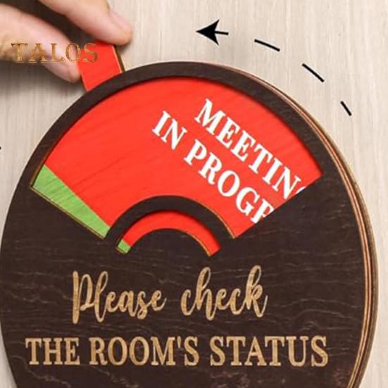 Rotatable Wooden Office Door Sign Meeting In Progress Office Door Busy Sign Welcome Please Knock Meeting Room Door Plaque Decoration