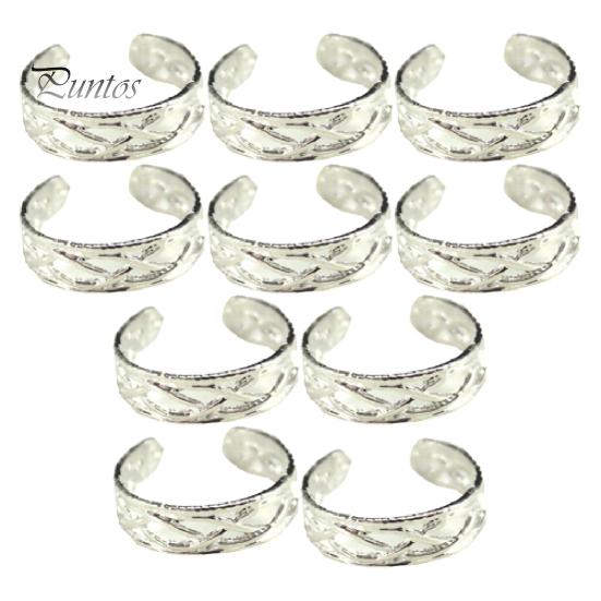 10 anelli per gioielli aperti placcati in argento regolabili per le dita dei piedi, regalo per feste da donna