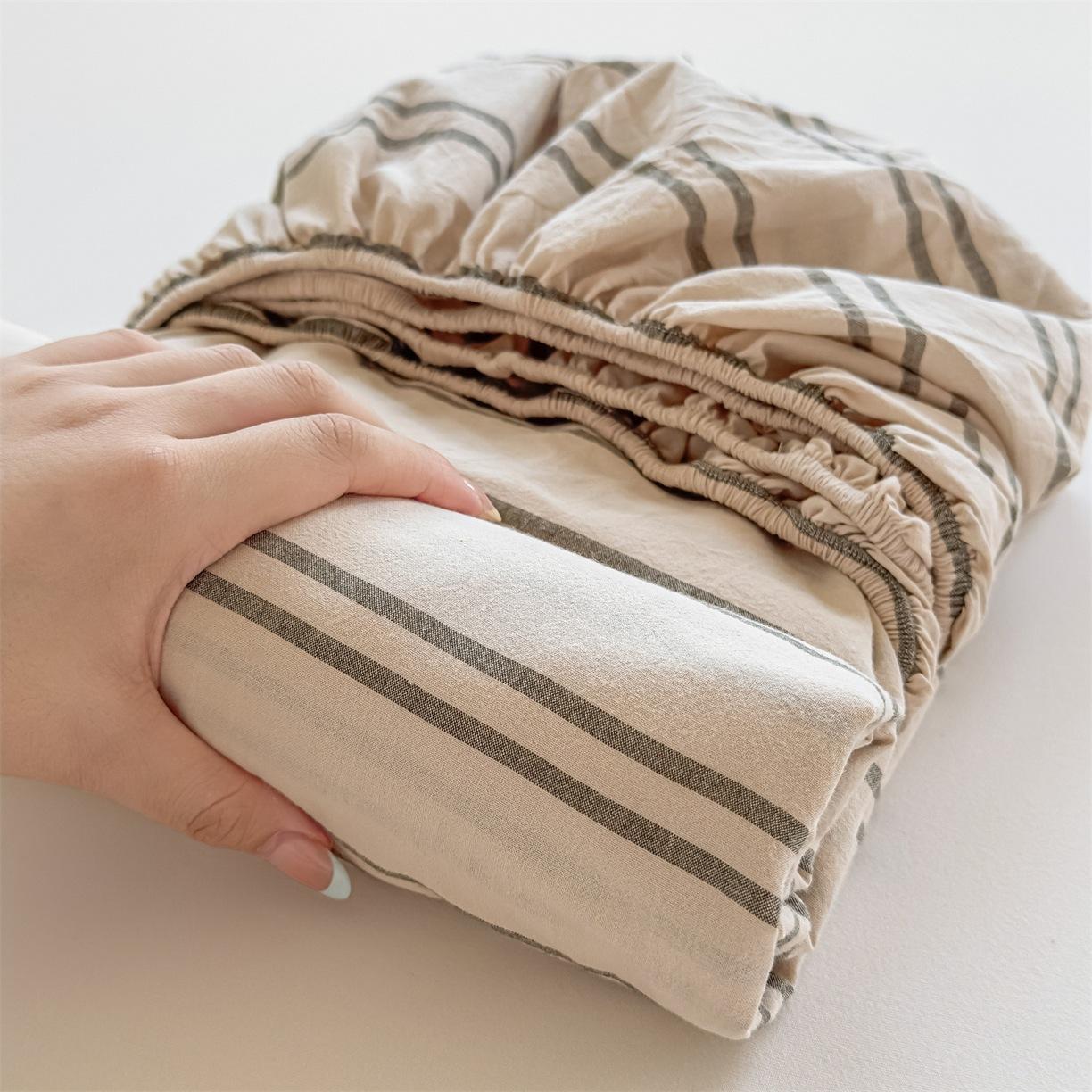 

Bed Sheet Made of All Cotton, Washed with Water, Yarn Dyed, Checkered, Pure Cotton Bed Cover, Student Dormitory, Single Dust-proof 90x190 + 15cm single bed hat