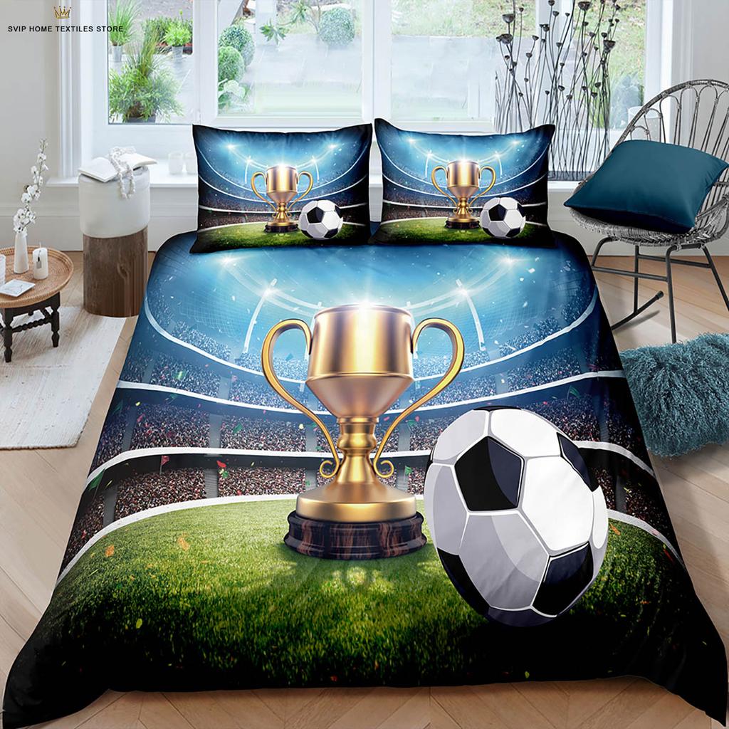 Football 3d Printed Quilt Cover Machine Washable Duvet Cover Bedding Set Quilt Cover Pillowcase Can Be Customized