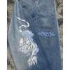 Jeans da Uomo Vestibilità Rilassata Denim Lavato Vintage Con Stampa Grafica Gamba Dritta Pantaloni Streetwear Autunno
