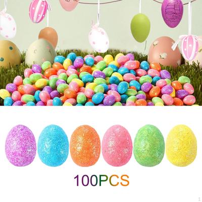100Pcs Foam Easter Eggs Ornaments Photo Props Basket Fillers Decoration for DIY Crafts