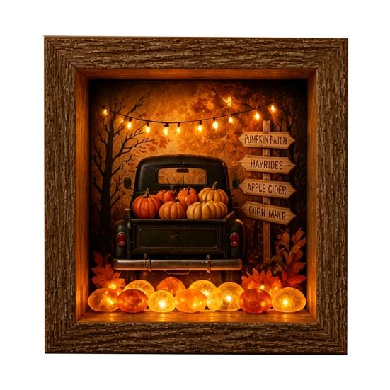 Unique Halloween Gifts Lighted Frame Ornaments, Light Up Shadow Box, Warm Small Figures Atmosphere LED Lights for Home Living Room Bedroom Decor