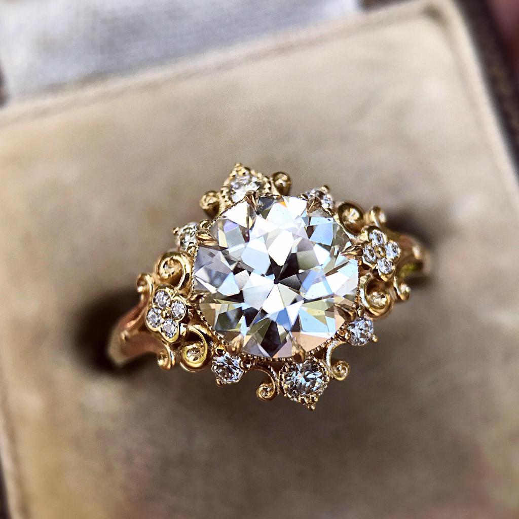 Victoria, Engagement Zircon Ring, Micro-Set Round Zircon Ring.