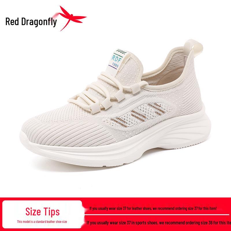 Red Dragonfly Women s Summer Fly-Knit Mesh Sneakers - Lightweight, Breathable Casual Shoes for Travel and Everyday Wear. 38