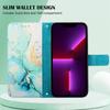 Applicable To iPhone16 Mobile Phone Leather Case Samsung S24 Marble Pattern Card Wallet Holder Protective Case 15Pro