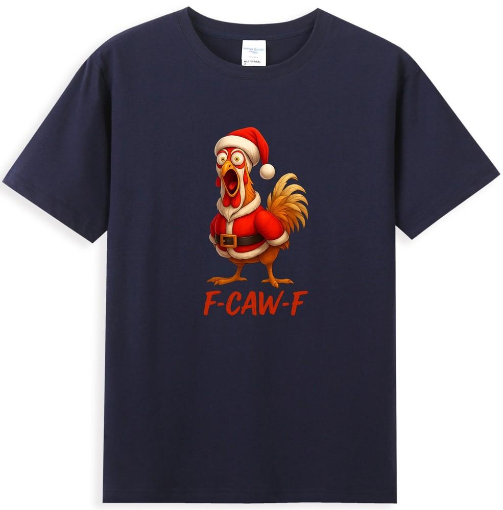 FCawF Christmas Funny Santa Hat Chicken Meme Unisexs TShirt S