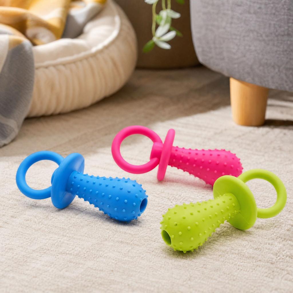 Rubber Puppy Toy with Squeaker and Bell - Large Teething Stick for Dogs