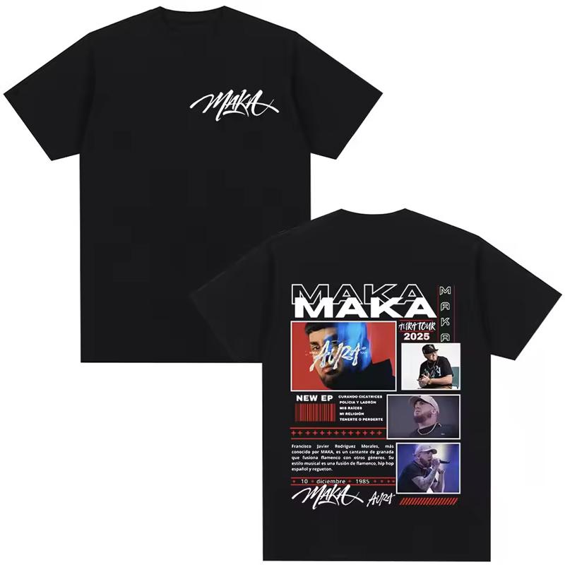 Rapper Maka Aura 2026 Tour Merch T Shirts Men Women Fashion Vintage Street T-shirt Casual Cotton Short Sleeve T Shirt Streetwear