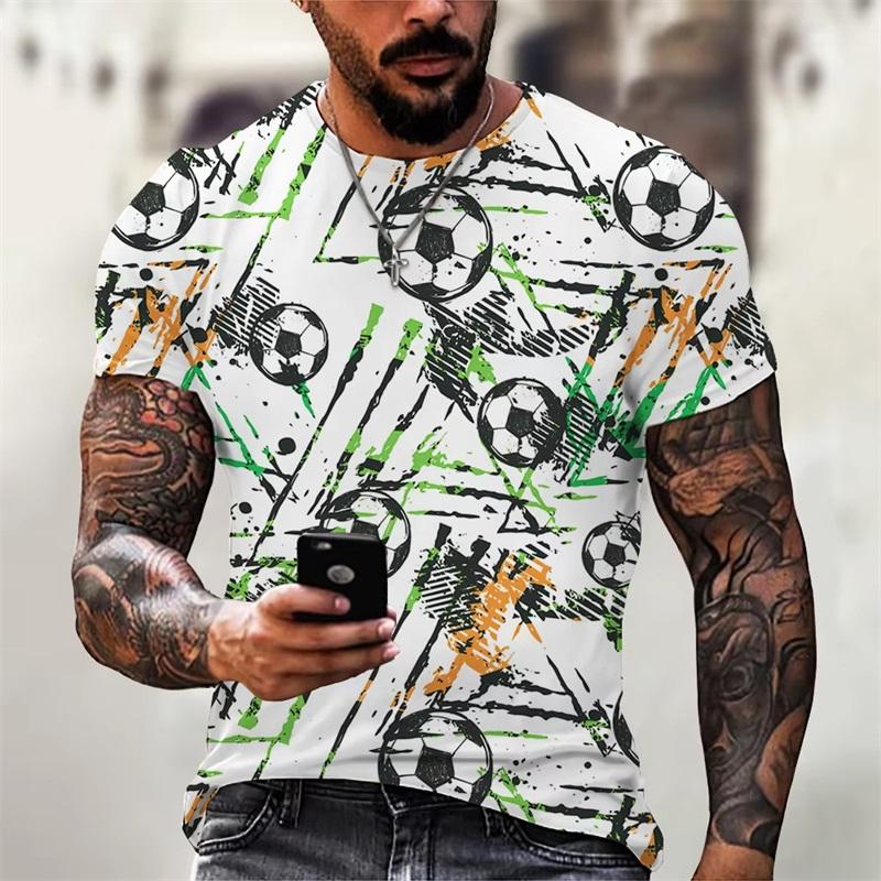 Men's Football Printed Short-sleeved Fashion Versatile Top Casual T-shirt Loose Comfortable T-Shirts Men’s