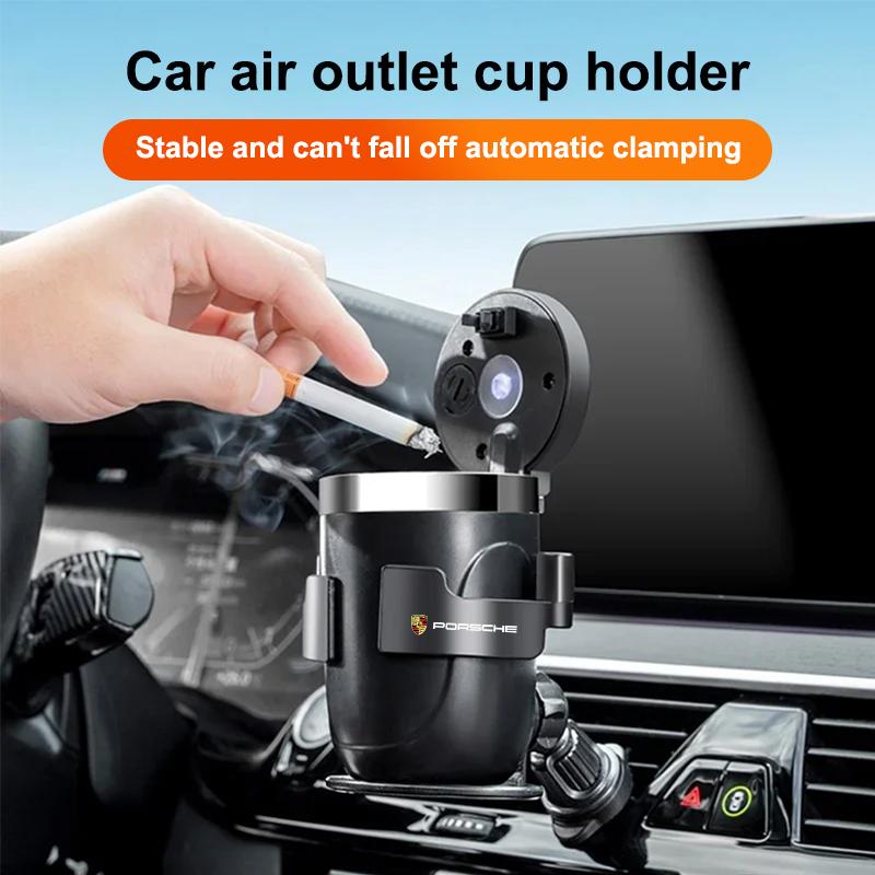 for Porsche Panamera Cayenne 911 Taycan Macan Carrera-GT 944 918 Car Cup Holder Air Vent Outlet Drink Coffee Ashtray Mount Stand