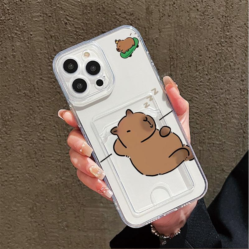 Card Slot Holder Silicone Wallet Pocket Case For Realme C55 C65 Oppo A60 A3 Pro Samsung A16 A26 A36 A56 iPhone 17 16 14 13 Cover Clear Phone Bumper