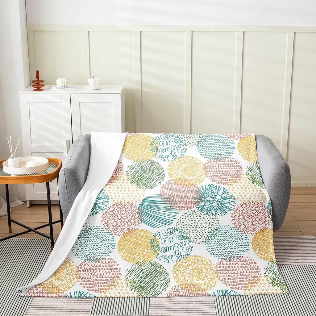 Geometry Fleece Throw Blanket Ultra Soft Cozy Modern Geometric Flannel Blanket for Sofa Couch Bed Chair Camping Travel Or Dorm