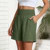 High Waist Elastic Waistband Casual Shorts for Women Loose Fit Cotton Summer Shorts with Pockets Lightweight Design